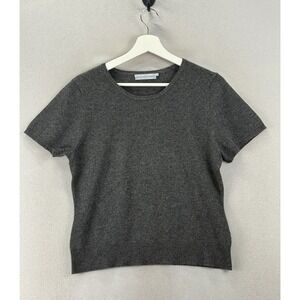 Colour Works 100%‎ Cashmere Gray Short Sleeve Sweater Women's L Soft Luxe